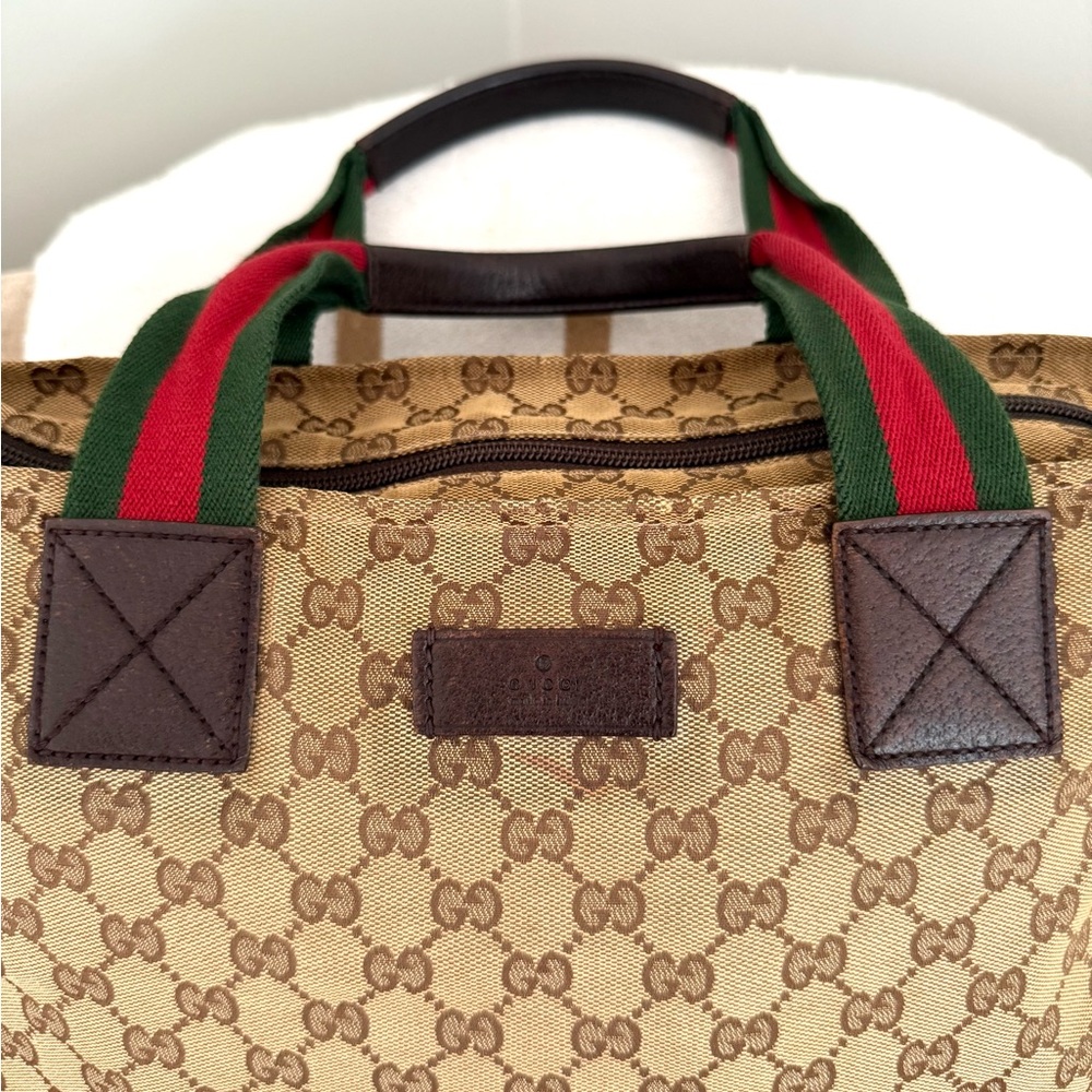 Authentic Gucci Sherry Line Tote Bag Shopper brown monogram canvas large - Picture 3 of 16